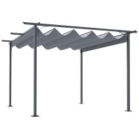 Outsunny 11.5' x 11.5' Outdoor Retractable Pergola Canopy, Metal Patio Shade Shelter for Backyard, Porch Party, Garden, Grill Gazebo, Gray(m-1)