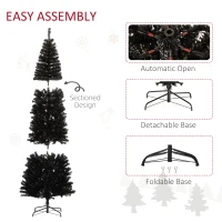HOMCOM 8 FT Artificial Christmas Tree Pencil Xmas Tree with Stand, 1168 Tips, Holiday Home Indoor Decoration for Party, Black(m-7)