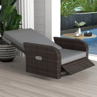 Outsunny Wicker Swivel Chair w/ Cushion, Patio Recliner Chair, Grey(m-9)
