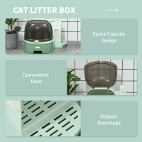PawHut Cat Litter Box Easy to Clean Open with Scoop, Green(m-7)