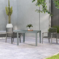 Outsunny Patio Table for 6-8 People, Aluminum Frame Rectangle Garden Table with Wood Effect Steel Top, for Backyard, Dark Gray(m-10)