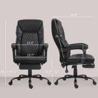 HOMCOM Executive Office Chair with footrest, High Back Desk Chair, Reclining Swivel Chair, Black(m-3)
