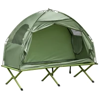Outsunny Camping Tent Cot, Single Person Folding Cot Combo, Off-Ground Tent, Covered Outdoor Bed with Carry Bag for Hiking, Camping(m-1)