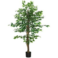 HOMCOM 5ft Artificial Tree, Indoor Fake Ficus with Pot for Home Office Living Room Decor