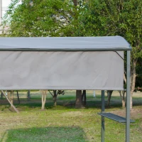 Outsunny 7FT Grill Gazebo BBQ Canopy with Sun Shade Panel Side Awning, 2 Exterior Serving Shelves, 5 Hooks for Patio Lawn Backyard(m-9)