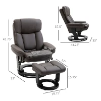 HOMCOM PU Leather Massage Recliner Chair with Ottoman 10 Point Vibration Swiveling Armchair, Brown(m-3)