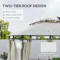 Outsunny 10' x 13' Double Roof Patio Gazebo, Outdoor Gazebo with Curtains, for Garden, Lawn, Backyard and Deck, Cream White(m-4)