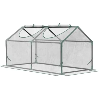 Outsunny 47" x 24" x 24" Portable Mini Tunnel Greenhouse Garden Planting Outdoor Flower Warm House Box with 2 Windows Steel Frame Weatherized Cover, Clear(m-2)