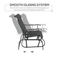 Outsunny 4 Pieces Gliders Set, Outdoor Furniture Sets with 2-Person Glider Patio Bench, Single Sling Chair and Glass Coffee Table for Backyard, Lawn and Garden, Black(m-4)