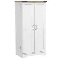 HOMCOM Farmhouse Kitchen Pantry Storage Cabinet, Kitchen Pantry Cabinet with Doors and Adjustable Shelves, Cream White(m-2)