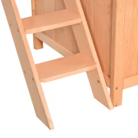 PawHut 2-Story Pet House for Cats Miniature Sized Dogs, Wooden Kitten Shelter with Enclosure, Balcony, Lockable Gate, Stairs, Natural(m-9)