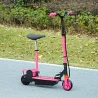 Soozier Foldable Electric Scooter for Kids Ages 6-14, with Seat and 2 Adjustable Heights, Max 6km Range & 12km/h, Pink(m-1)