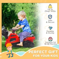 Aosom 3 in 1 Ride on Excavator Bulldozer Road Roller w/ Music Red(m-5)