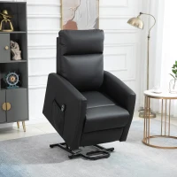 HOMCOM Power Lift Recliner Chair with Remote Control Side Pocket for Living Room Home Office Study Black(m-1)
