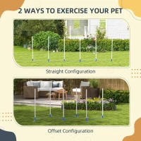 PawHut Adjustable Dog Agility Training Obstacle Set with Weaves Poles and Storage Bag for Pet Dogs Outdoor Games Exercise Blue and White(m-4)