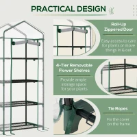Outsunny 28" x 20" x 63" Portable Greenhouse with 4 Tier Shelves Outdoor Hot House Plant Flower Greenhouse, Steel Frame, PVC Cover, Transparent(m-6)