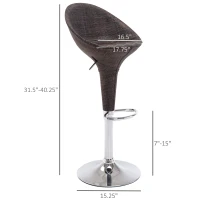 HOMCOM Adjustable Bar Stools Set of 2, Rattan Bar Height Barstools with Swivel for Pub Counter Kitchen(m-3)