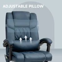 Vinsetto Massage Office Chair with 6 Vibrating Points, High Back Reclining Office Chair with Footrest and Remote, Blue(m-7)