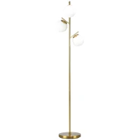 HOMCOM Modern 3-Light Floor Lamp for Living Room, Tree Standing Lamp with Globe Lampshades, 10.75"x10.75"x66.5", Gold(m-11)
