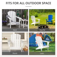 Outsunny Adirondack Chair with Cup Holder, All Weather Patio Chair HDPE Lounger, Fire Pit Seating High Back and Wide Seat for Outdoor, Backyard, Garden, Deck, Lawn, White(m-7)