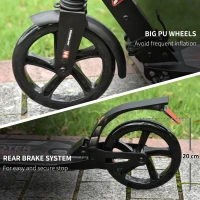 Soozier Foldable Kick Scooter Height Adjustable Ride On Bike with Real Wheel Brake, Dual Shock-Absorbing, Kickstand, and 7.75'' Big Wheels For 14+ Teens Adult, Black(m-5)