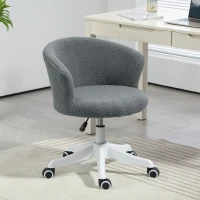 Vinsetto Armless Office Chair, Fluffy Computer Desk Chair with Adjustable Height, Swivel Wheels, Mid Back, Grey(m-1)