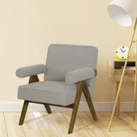 HOMCOM Cashmere Accent Chair Armchair with Wide Seat and Soft Padded Armrests for Reading, Bedroom, Light Grey(m-10)