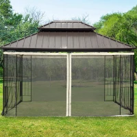 Outsunny Replacement Mosquito Netting for Gazebo 10' x 13' Black Screen Walls for Canopy with Zippers for Parties and Outdoor Activities, Cream White(m-8)