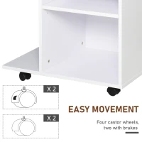 Vinsetto Printer Stand Desk Side File Cabinet, Rolling Cart with Wheels, Adjustable Shelf, Drawer, CPU Stand, White(m-4)