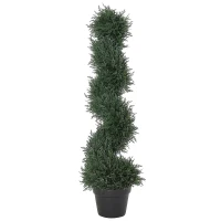 Outsunny 35.5" Topiary Trees Artificial Faux Fakes Spiral Plant Green Cedar Tree Indoor Decor with Nursery Pot(m-11)
