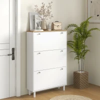 HOMCOM Shoe Storage with 3 Flip Drawers and Adjustable Shelves, Entryway Shoe Storage Cabinet for 24 Pairs of Shoes, White(m-8)