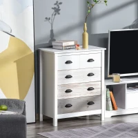 HOMCOM 5 Drawer Dresser for Bedroom, Chest of Drawers with Table Top, Clothes Closet for Living Room, Multi-Color(m-1)