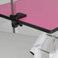 PawHut Pet Grooming Table, Height Adjustable Dog Grooming Table with Arm, Noose and Non-Slip Grooming Table, Pink(m-7)