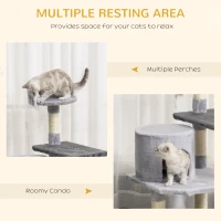 PawHut 39" Cat Scratching Tree, Kitten Condo Playhouse, Kitty Activity Center, Rest Post Top Perch with Hanging Toy - Grey(m-6)