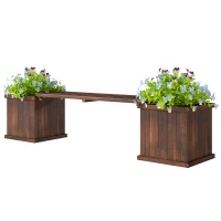Outsunny Garden Planter with Raised Garden Bed Bench for Patio Park, 69.25" x 15" x 15.75", Carbonized(m-2)