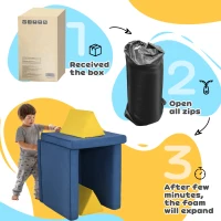 Qaba 6 Pieces Foam Climbing Blocks for Toddlers with Washable Cover, Climb and Crawl, Blue(m-7)