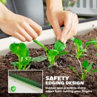 Outsunny 7' x 3' x 1' Raised Garden Bed Set, 2PCS Raised Beds for Gardening with Metal Plant Stakes, Cream White(m-6)