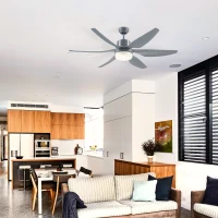HOMCOM 52" Reversible Indoor Ceiling Fan with Light, Modern Mount LED Lighting Fan with Remote Control, for Bedroom, and Living Room, Gray(m-10)