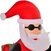 HOMCOM 6' Christmas Inflatable Santa Claus Riding A Motorcycle with Toy Bag, Outdoor Blow-Up Yard Decoration with LED Lights Display(m-8)