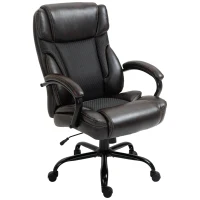 Vinsetto 484LBS Big and Tall Ergonomic Executive Office Chair with Wide Seat, High Back Adjustable Computer Task Chair Swivel PU Leather, Brown(m-11)