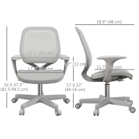 Vinsetto Office Chair, Small Computer Desk Chair with Mesh Back, Swivel Castors, Arm, Grey(m-3)
