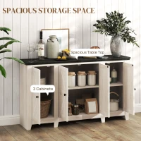 HOMCOM Rustic Sideboard, Buffet Cabinet with Adjustable Shelves for Living Room, Dining Room, Entryway, White Wood Grain(m-4)