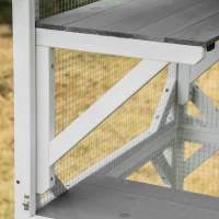 PawHut Wooden Catio with Waterproof Roof, Large Cat House with High-Up Resting Box, Indoor & Outdoor Cat Enclosure with Wheels, for 1-3 Cats, White(m-9)