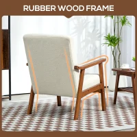 HOMCOM Living Room Chair Boucle Accent Chair for Bedroom with Wide Seat and Thick Padding, White(m-6)