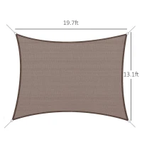 Outsunny 13' x 20' Sun Shade Sail Canopy Outdoor Shade Sail Cloth for Patio Deck Yard with D-Rings and Rope Included, Brown(m-3)