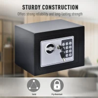 HOMCOM Small Steel Digital Electronic Safe Box Wall Mount Security Case Cabinet Keypad Lock Home Office Hotel Gun Cash Jewellery Black(m-5)