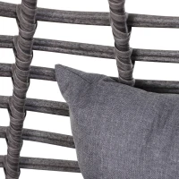 Outsunny Outdoor/Indoor Rattan Chair with Soft Cushion, Wicker Egg Lounge Chair for Backyard Garden Balcony Lawn, Grey(m-10)