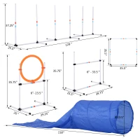 Pawhut 5 Piece Outdoor Game Dog Agility Training Equipment Set Agility Starter Kit Jumping Ring Hurdle Bar Tunnel(m-3)