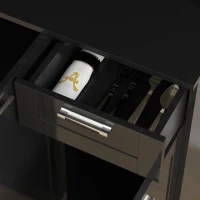 HOMCOM 71" Kitchen Pantry Cabinet, Storage Buffet with Hutch, Adjustable Shelves for Living Room, High Gloss Black(m-10)