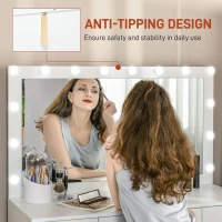 HOMCOM Makeup Vanity Table, Dressing Table with Mirror and Lights, Modern Makeup Table with 7 Drawers and 10 LED Lights, White(m-6)
